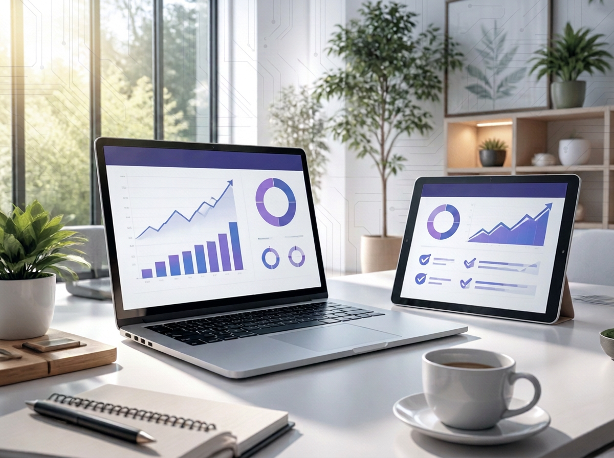 DisTech Sales illustration showing order dashboards and sales analytics